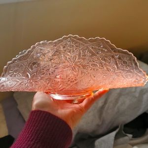 Vintage Imperial  PINK Carnival  depression GLASS banana DISH antique molded